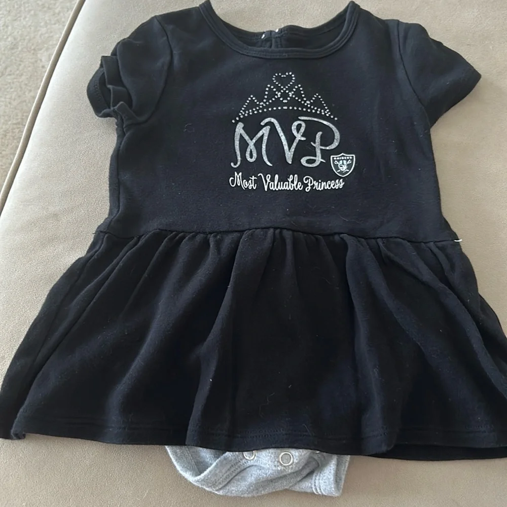 Baby Girls 24 month onesie dress raiders Oakland Vegas nfl football princess mvp